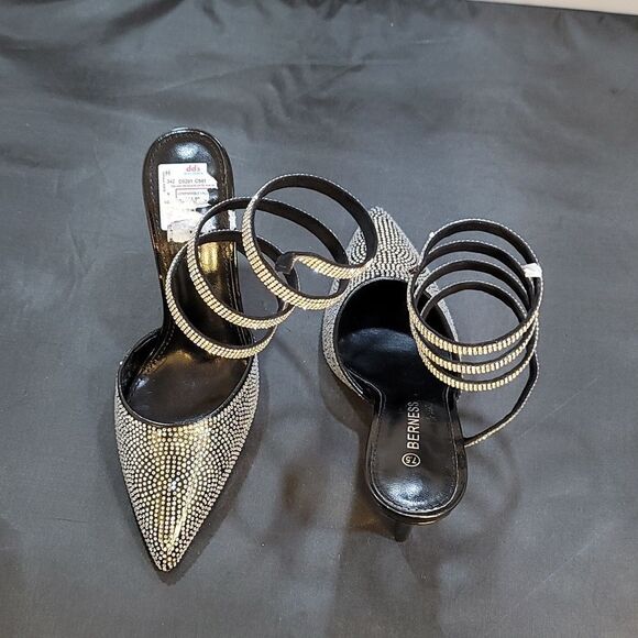 BRAND NEW BERNESS OPEN HEELS WITH STRASS STRAP SANDAL - Picture 7 of 14